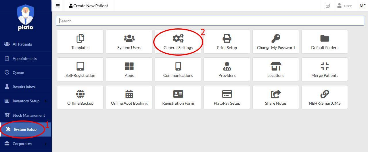 Plato General Settings screen with the API tab selected.